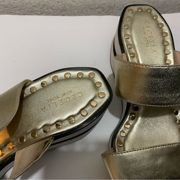 Cecelia New York Beecher Platform Sandal Metallic Gold Leather 8.5 M - Picture 8 of 12